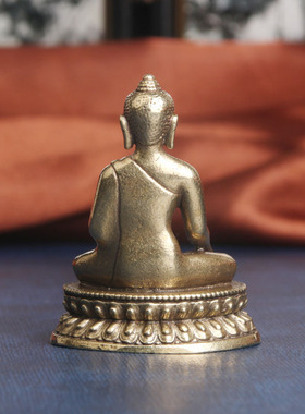 纯黄铜复古法手工匠作旧典藏国风艺术摆件禅坐释迦摩尼佛像供奉神