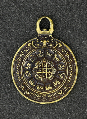 西藏九宫格吊牌纯黄铜汽车