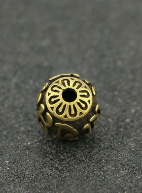 藏式六字真言三通佛珠黄铜菩提