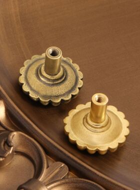 纯黄铜复古法手工匠作旧典藏艺术法式小雏菊款南瓜纽扣门拉手把手