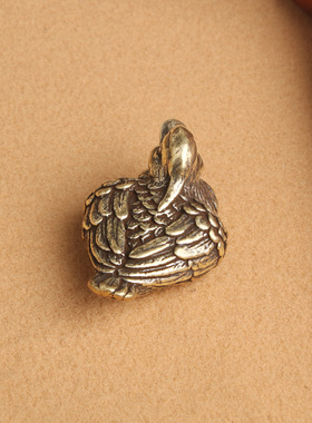 复古典藏国风艺术黄铜摆件古法手工匠作鸳鸯情侣镇纸文玩把件茶宠