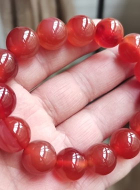 正品纯天然玛瑙手串红玉髓手链14mm珠子配饰男女士佩戴实物拍摄