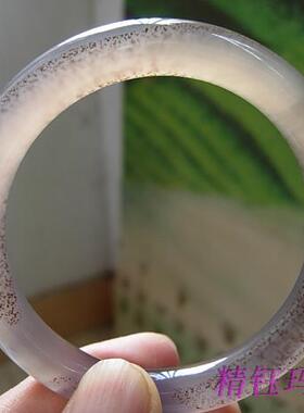 纯天然原色通透朱砂纹理圆条手镯