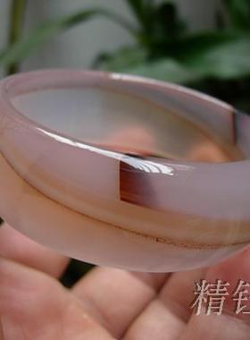 时尚简约新款巴西玛瑙手镯57 纯天然粉紫色精美朱砂纹理 水晶镯子