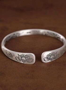 复古999老人佛系妈妈禅意银莲花