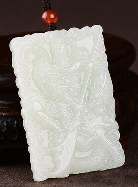 双面和田玉关二爷精雕厂家直销关公项链一手男货源吊坠白玉