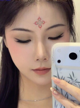 国风敦煌壁画烫金额头花钿贴新中式纹身贴手臂遮疤防水持久贴纸
