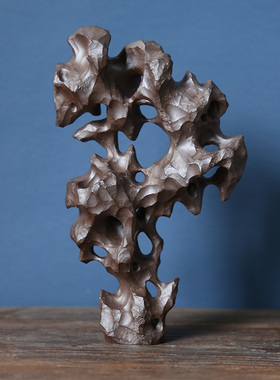 陶瓷奇石生花太湖石摆件新中式