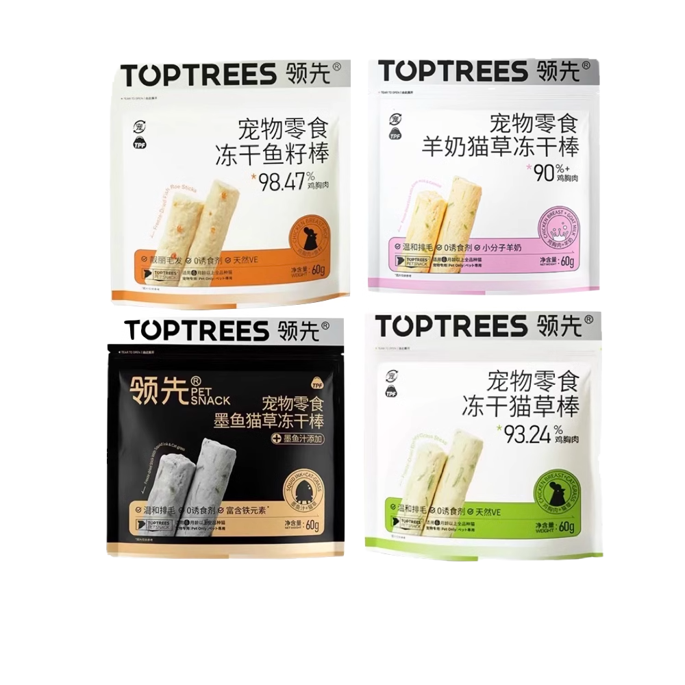 Toptrees领先猫草冻干棒鱼籽60g猫咪零食排毛球营养化毛磨牙奖励 - 图3