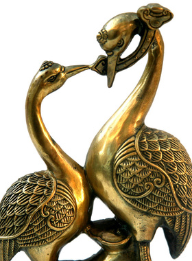 如意纯铜中式风摆件仙鹤结婚礼品