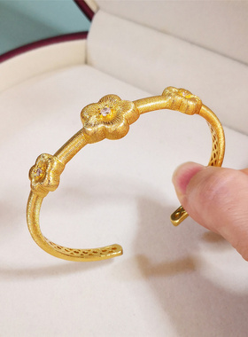 法式小众设计感花朵开口手镯