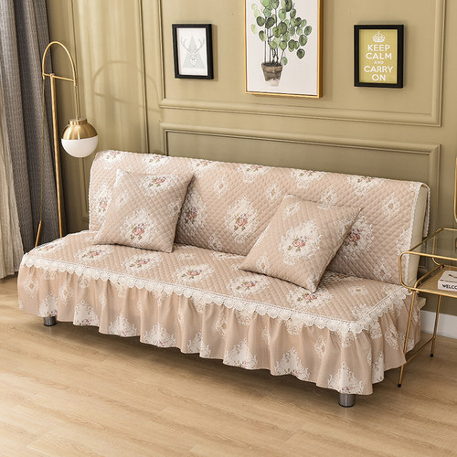 欧式加厚无扶手折叠沙发床套罩印花床裙简易沙发垫可拆洗四季通用 - 图2
