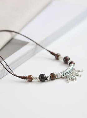 民族风小鱼景德镇陶瓷项链国风