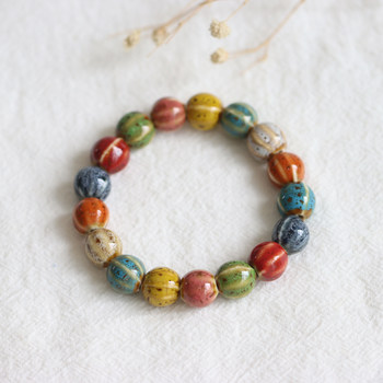 A wisp ຂອງ porcelain rainbow beads ຄູ່ ceramic ສາຍແຂນ Jingdezhen ສາຍແຂນຊົນເຜົ່າຈີນແບບໃຫມ່ porcelain ສາຍແຂນຂອງປະທານແຫ່ງເຄື່ອງປະດັບ