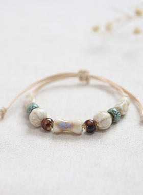 文艺编织新中式景德镇陶瓷手链