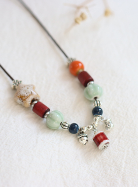 新中式国风景德镇陶瓷项链文艺