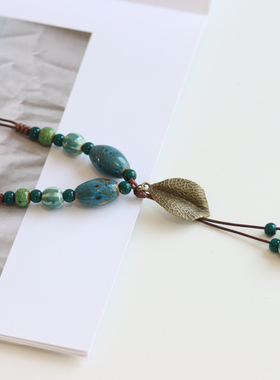 国风文艺景德镇陶瓷项链毛衣链