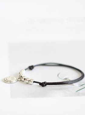 民族风简约编织仿银珠日韩手环