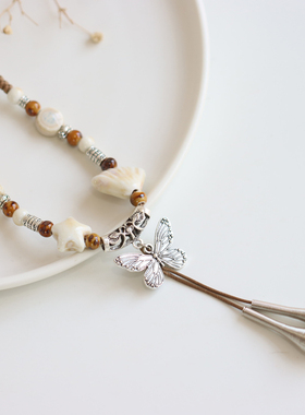 民族风景德镇陶瓷项链长款毛衣链