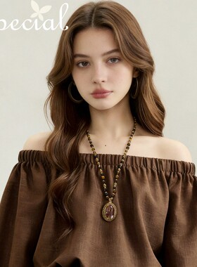 SPECIAL虎眼石毛衣链女项链