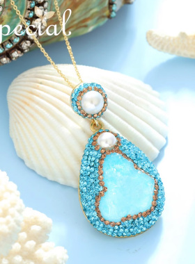 SPECIAL海蓝宝淡水珍珠颈饰项链