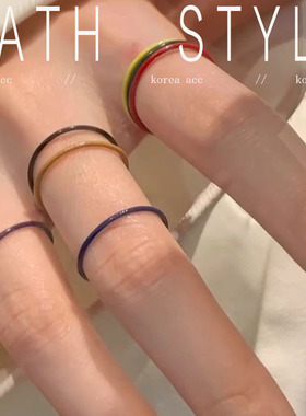小红书同款彩色细圈套装戒指