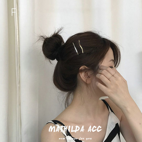 韩国简约风发夹套装少女金属拉丝一字夹刘海ins头饰边夹卡子森系 - 图1