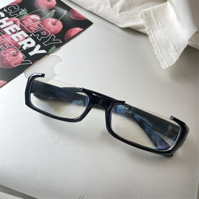 中二二次元眼镜框黑框素颜下半框镜架显脸小装饰眼镜亚笔文化红白 - 图3