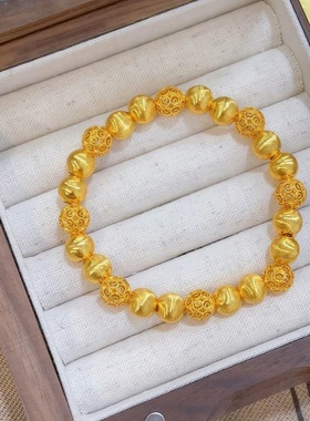 新中式古法沙金镂空花丝手链