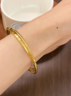 小众轻奢沙金四叶草双环手镯