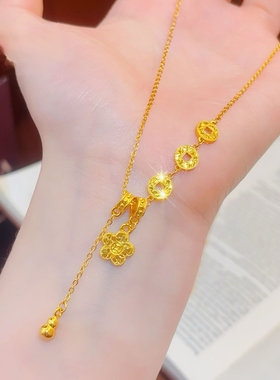 沙金爆闪碎冰有钱花锁骨链不掉色