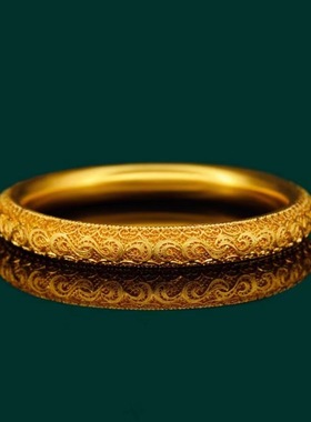 沙金店同款沙金手镯古法传承满天星镂空花丝镯子黄铜镀金手环手镯