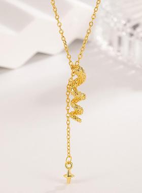 s925纯银灵蛇吊坠本命年锁骨链