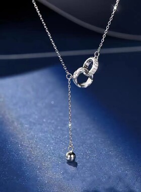 项链女生黄金色彩金双环锁骨链轻奢小众设计高级感2025新款爆款