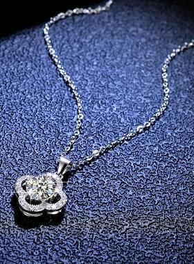 S925纯银莫桑石四叶草锁骨链