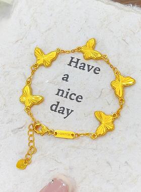 越南链条沙金镭射蝴蝶手链新款轻奢女款时尚气质百搭手串爆闪镭射