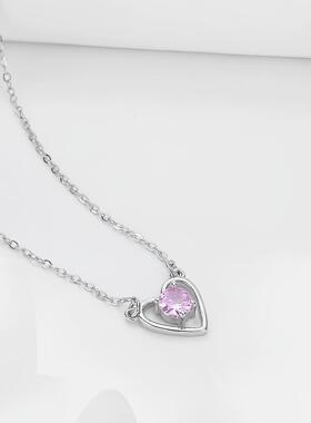 s925纯银镂空心形项链颈链女小清新甜美百搭时尚锁骨链饰品不褪色