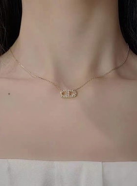 锆石字母CD项链女轻奢小众设计感高级气质毛衣锁骨链2022新款颈链