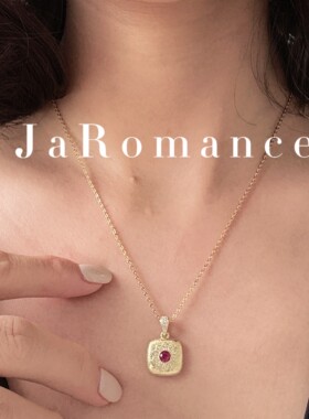 18K金宝石锆石复古项链优雅法式