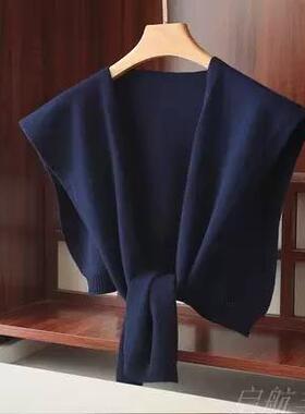 安可拉红条纹针织小披肩