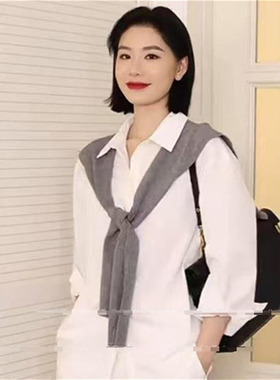 复古红色针织衬衫外搭披肩办公室空调房薄款坎肩高级感配饰女新品