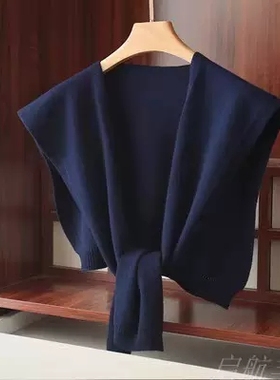 安可拉红条纹针织小披肩