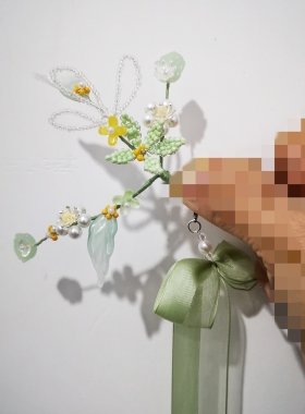 白日提灯迪丽热巴贺思慕复刻同款春色系发饰套装耳环发带古风配饰