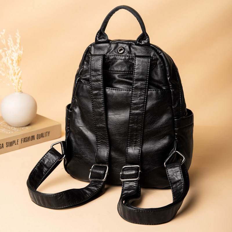 多袋真皮女2021年新款百搭双肩包 欧比时双肩背包