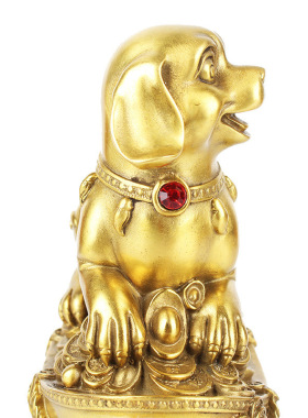 铜金钱狗摆件 黄铜狗十二生肖风水吉祥物摆饰家居用品工艺品批发