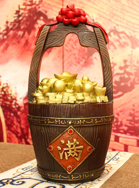 厂家现货精工彩绘一桶金摆件   元宝金条一桶金家居装饰品批发