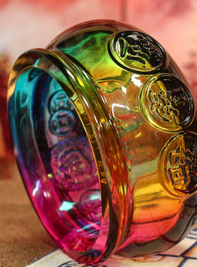 琉璃五彩聚宝盆办公室开业摆件 彩聚宝盆吉祥物摆设批发