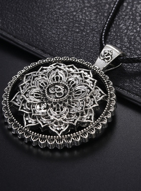 宗教饰品 古印度神话曼荼罗花形项链曼荼罗吊坠禅宗瑜伽OM项链