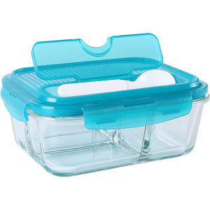 乐扣乐扣保鲜盒玻璃饭盒便当盒分隔微波炉加热专用上班族长方形碗