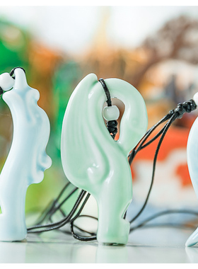 女性陶瓷复古吊坠口哨